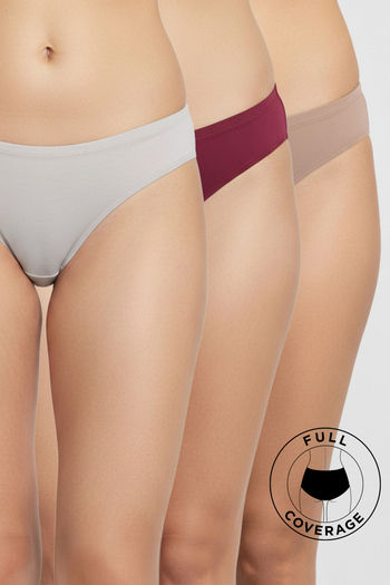 Buy Zivame Low Rise Full Coverage Bikini Panty (Pack of 3) - Multicolor